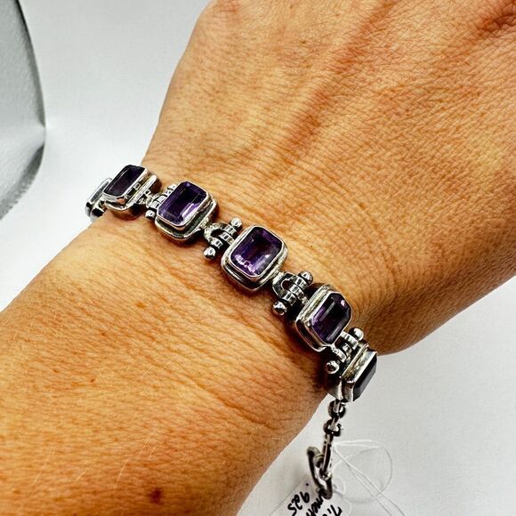 Genuine amethyst, stamped .925 heavy tennis bracelet! - Picture 6 of 9